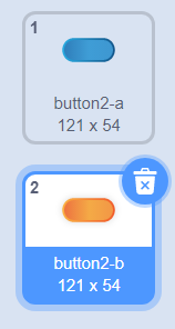 「スクラッチしよう！10-4　ボタンで動かせ！」 scratch　左ボタンのコスチュームを「button2-b」にする
