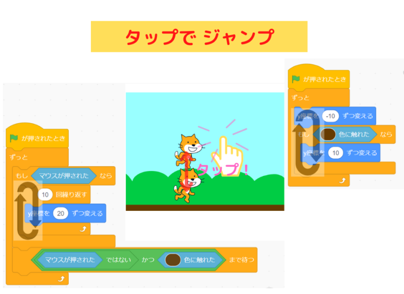 スクラッチ ゲームの技04 ジャンプしながら左右 スマホ用 スクラッチしよう