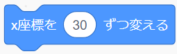 「x座標を○ずつ変える」ブロック